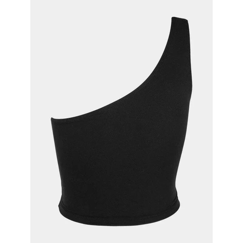 Női félvállas jógás crop top 4F – fekete - Ayuna Ritual
