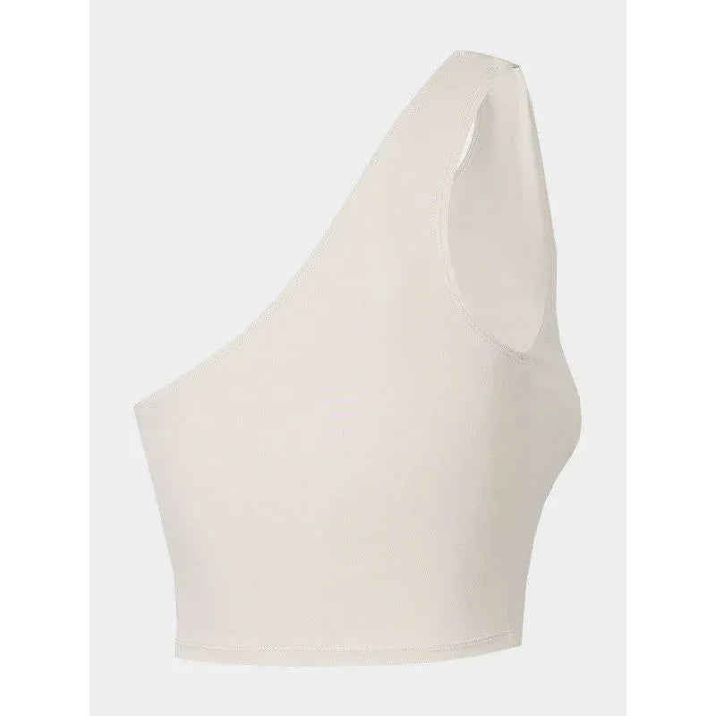 Női félvállas jógás crop top 4F – bézs - Ayuna Ritual