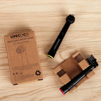 LiveCoco újrahasznosítható elektromos fogkefefej – aktív szénnel, Oral-B kompatibilis - Ayuna Ritual