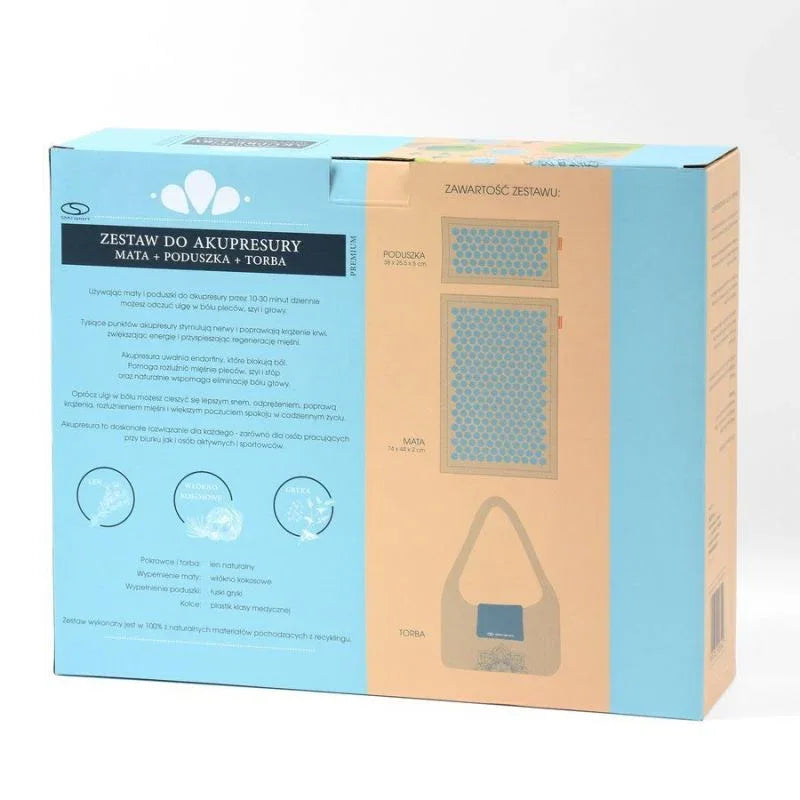 Prémium Akupresszúrás Szett természetes anyagokból – matrac + párna + vászontáska - Ayuna Ritual