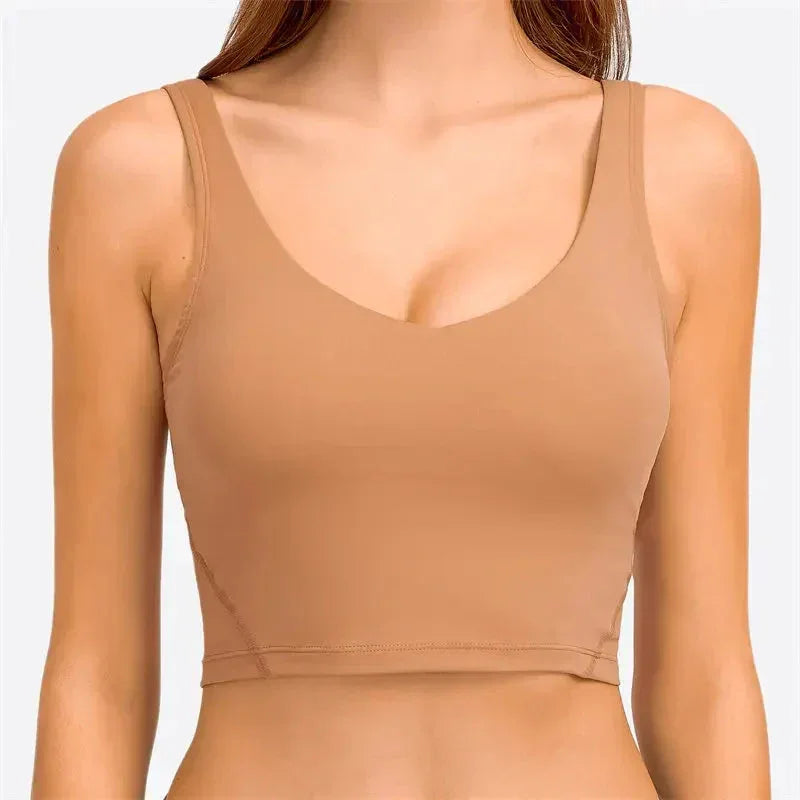 Nepoagym PASSION Tank Top with Shelf Built In Bra Crop Top with Removable Padding Longline Sports Bra for Yoga Gym - Ayuna Ritual