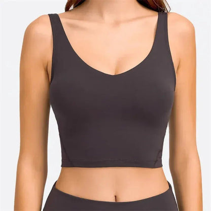 Nepoagym PASSION Tank Top with Shelf Built In Bra Crop Top with Removable Padding Longline Sports Bra for Yoga Gym - Ayuna Ritual