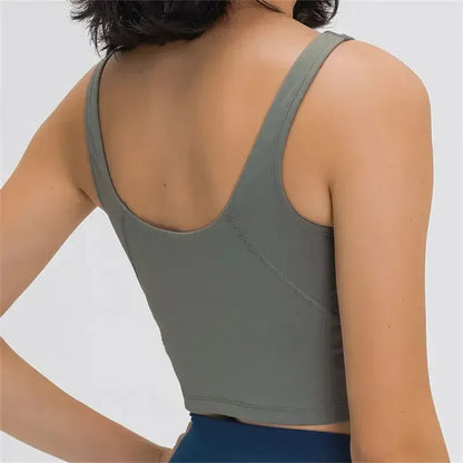 Nepoagym PASSION Tank Top with Shelf Built In Bra Crop Top with Removable Padding Longline Sports Bra for Yoga Gym - Ayuna Ritual