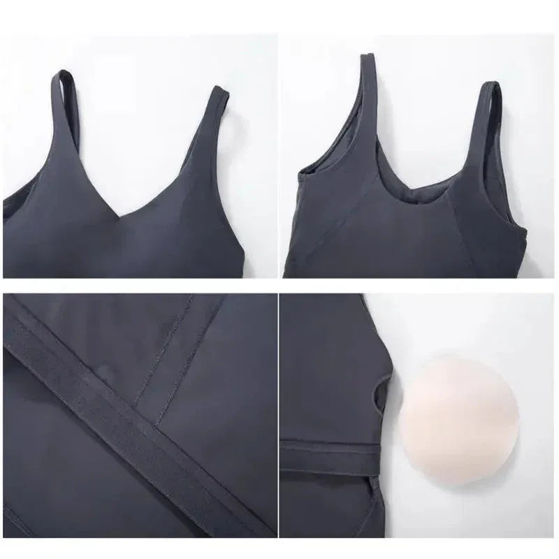 Nepoagym PASSION Tank Top with Shelf Built In Bra Crop Top with Removable Padding Longline Sports Bra for Yoga Gym - Ayuna Ritual