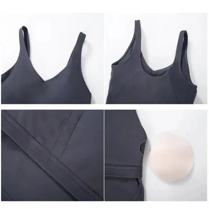 Nepoagym PASSION Tank Top with Shelf Built In Bra Crop Top with Removable Padding Longline Sports Bra for Yoga Gym - Ayuna Ritual