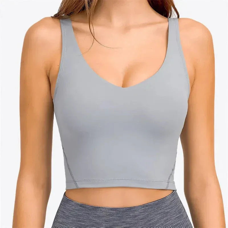 Nepoagym PASSION Tank Top with Shelf Built In Bra Crop Top with Removable Padding Longline Sports Bra for Yoga Gym - Ayuna Ritual