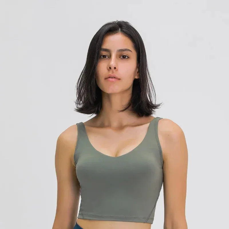 Nepoagym PASSION Tank Top with Shelf Built In Bra Crop Top with Removable Padding Longline Sports Bra for Yoga Gym - Ayuna Ritual