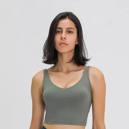 Nepoagym PASSION Tank Top with Shelf Built In Bra Crop Top with Removable Padding Longline Sports Bra for Yoga Gym - Ayuna Ritual
