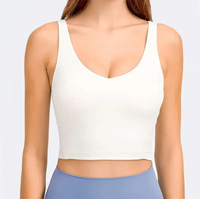 Nepoagym PASSION Tank Top with Shelf Built In Bra Crop Top with Removable Padding Longline Sports Bra for Yoga Gym - Ayuna Ritual