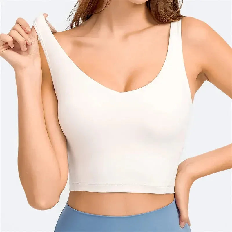 Nepoagym PASSION Tank Top with Shelf Built In Bra Crop Top with Removable Padding Longline Sports Bra for Yoga Gym - Ayuna Ritual