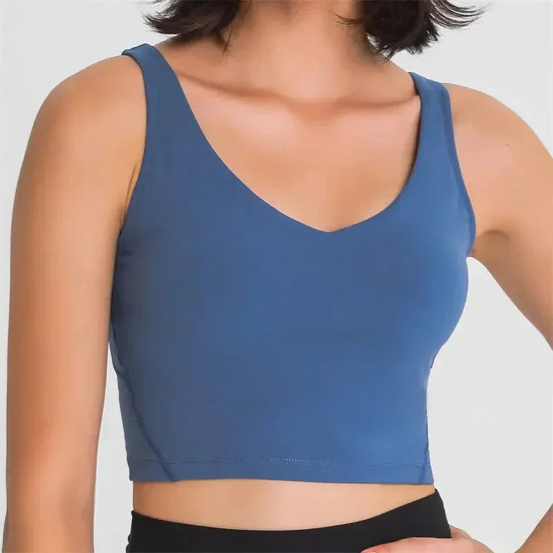 Nepoagym PASSION Tank Top with Shelf Built In Bra Crop Top with Removable Padding Longline Sports Bra for Yoga Gym - Ayuna Ritual