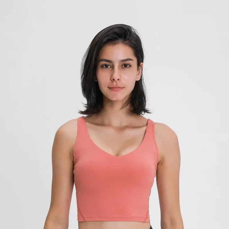 Nepoagym PASSION Tank Top with Shelf Built In Bra Crop Top with Removable Padding Longline Sports Bra for Yoga Gym - Ayuna Ritual