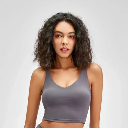 Nepoagym PASSION Tank Top with Shelf Built In Bra Crop Top with Removable Padding Longline Sports Bra for Yoga Gym - Ayuna Ritual