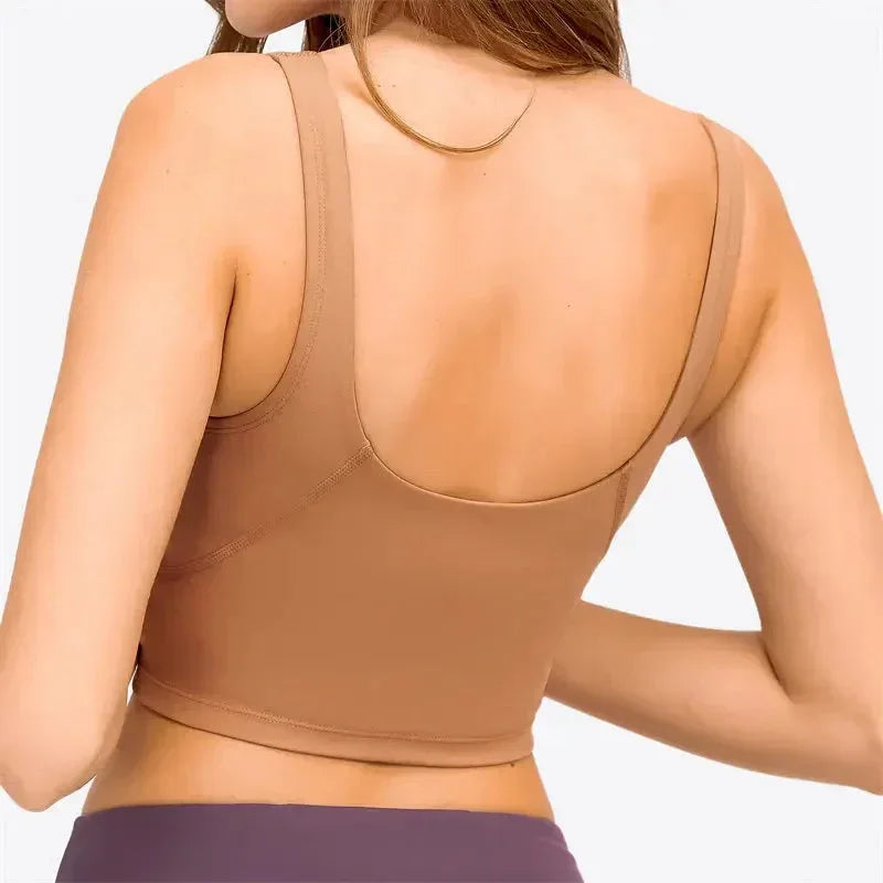 Nepoagym PASSION Tank Top with Shelf Built In Bra Crop Top with Removable Padding Longline Sports Bra for Yoga Gym - Ayuna Ritual