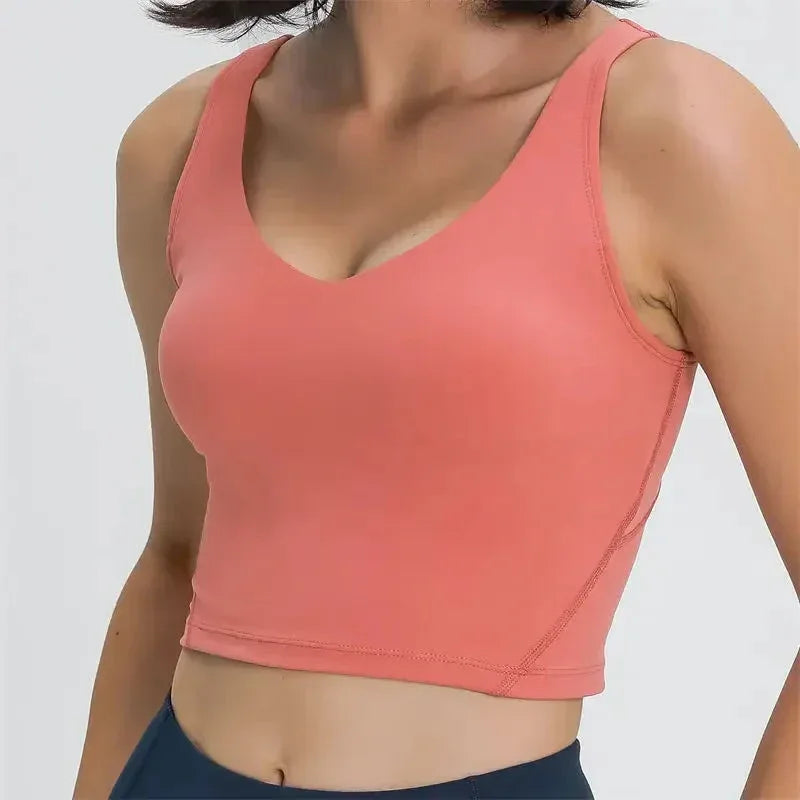 Nepoagym PASSION Tank Top with Shelf Built In Bra Crop Top with Removable Padding Longline Sports Bra for Yoga Gym - Ayuna Ritual