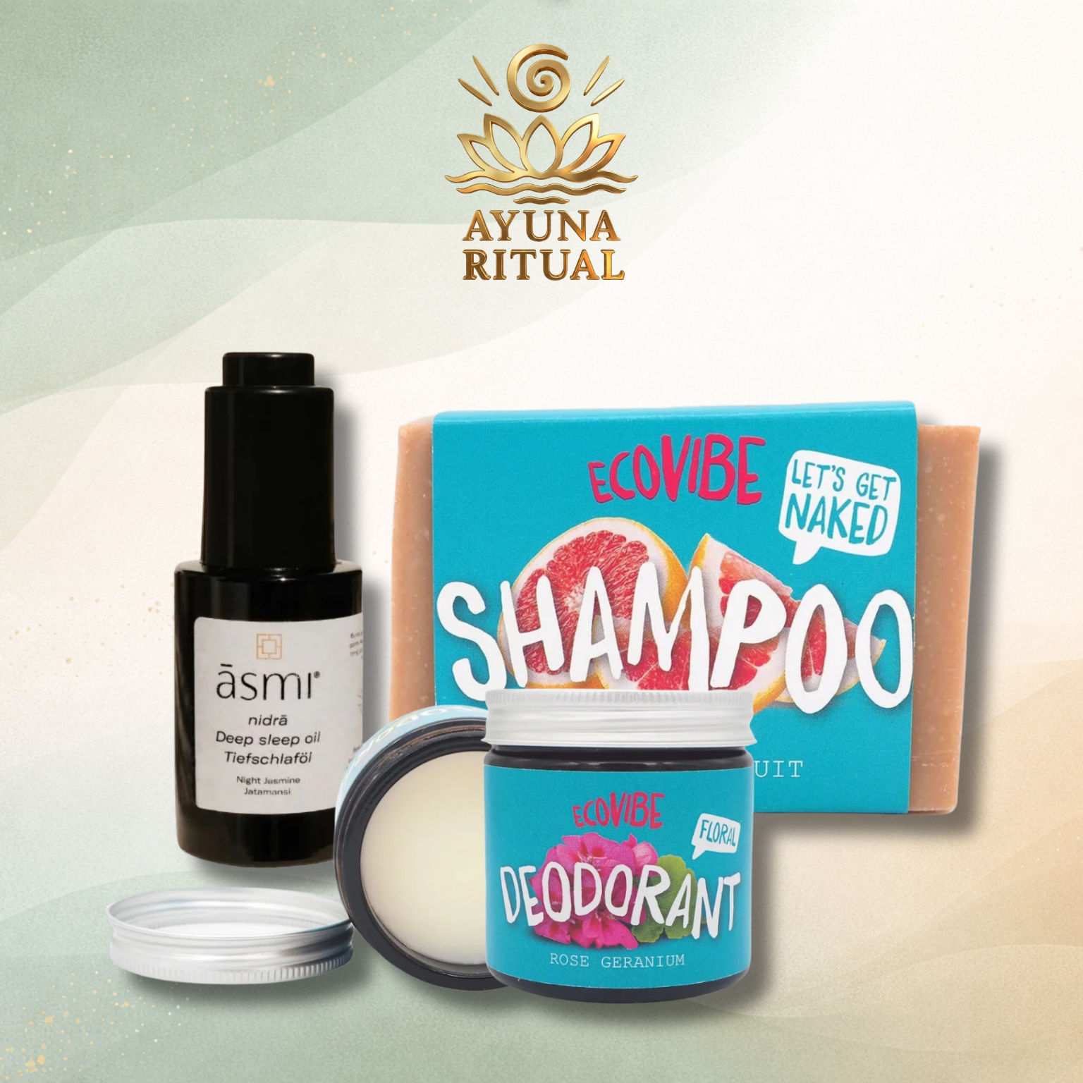 hulladékmentes testápolási csomag nidra nyugtató testolajjal szilárd samponnal és természetes dezodorral